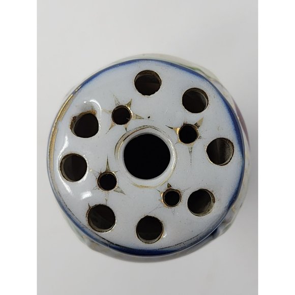 Vintage Stick Hatpin‎ 13 Hole Holder Vase Grapes And Leaves Blue Purple Green - Picture 5 of 8